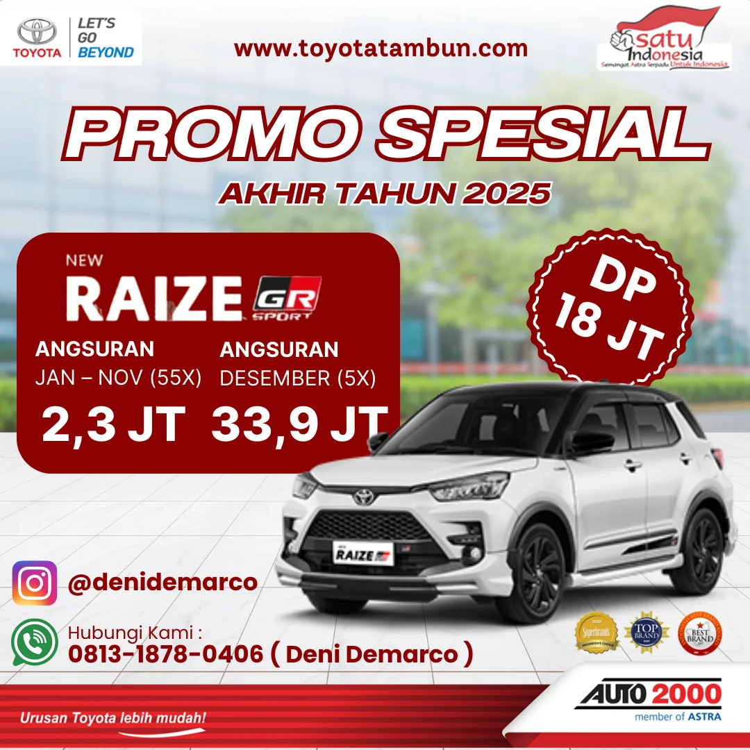 Promo Toyota All New Raize Akhir Tahun 2025 - DP 18 Juta - Promo Toyota Tambun