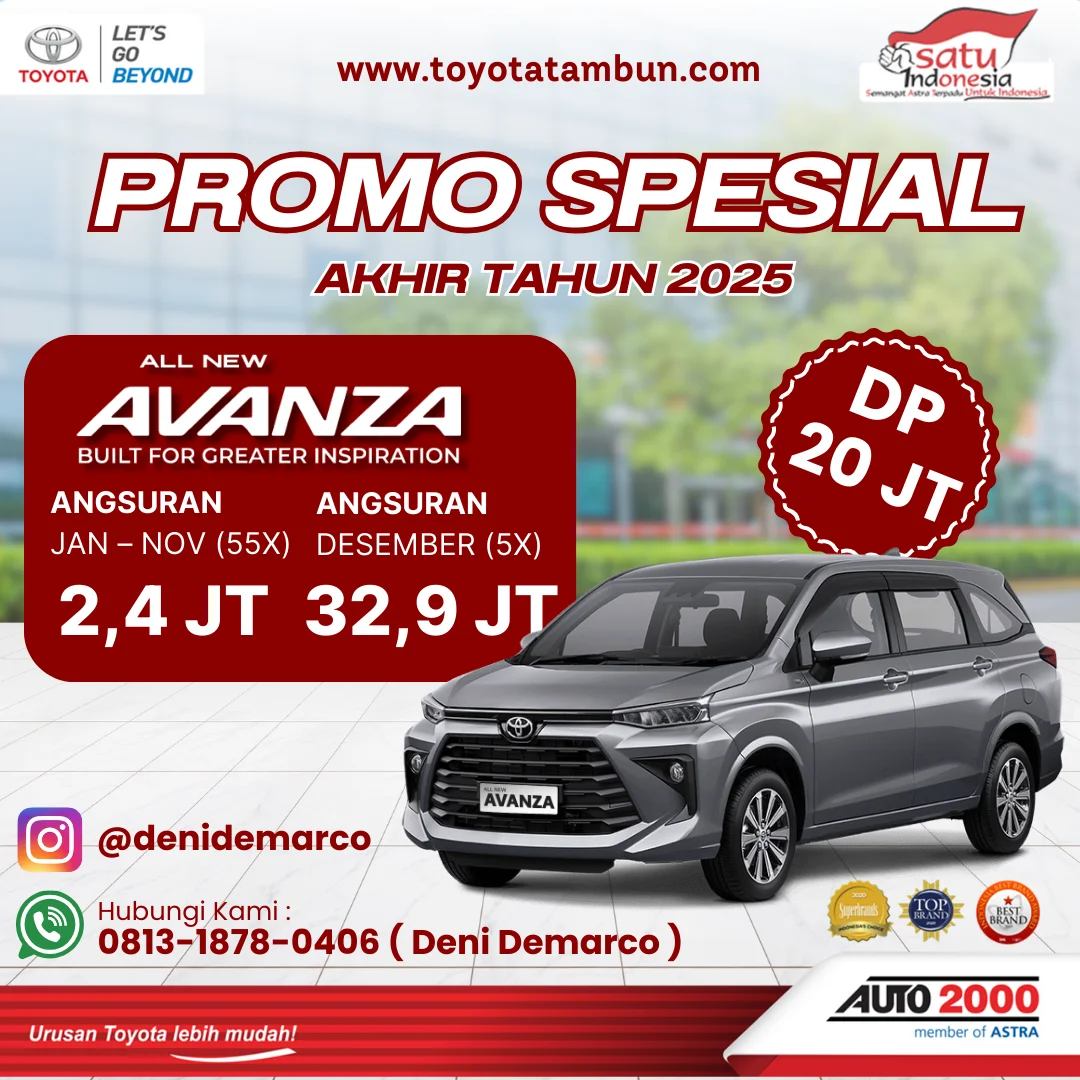 Promo Toyota Avanza Akhir Tahun 2025 - DP 20 Juta - Promo Toyota Tambun