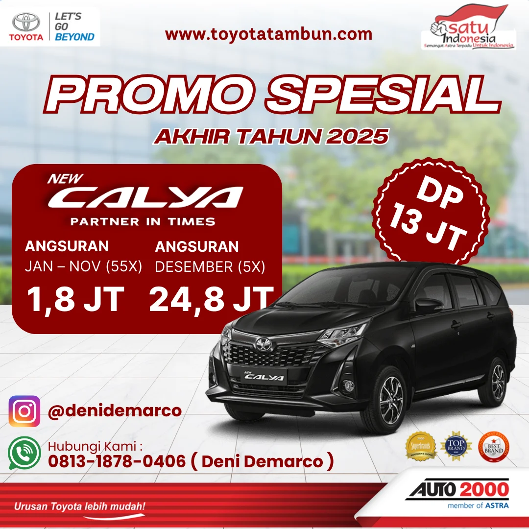 Promo Toyota Calya Akhir Tahun 2025 - DP 13 Juta - Promo Toyota Tambun