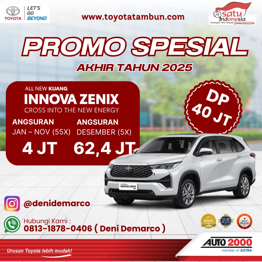 Promo Toyota Innova Zenix Akhir Tahun 2025 - DP 40 Juta - Promo Toyota Tambun
